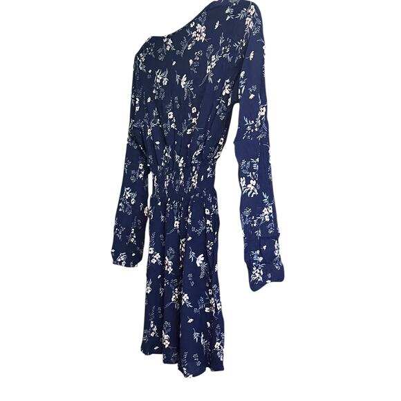 SKY AND SPARROW LONG SLV, V-NECK MINI WAIST DRESS, WOMEN, XS, BLUE - FLORAL PATT - Picture 5 of 12